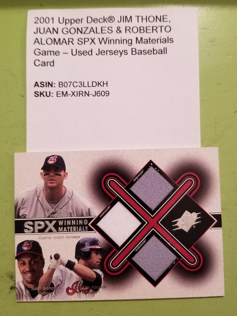 2001 Upper Deck® JIM THONE, JUAN GONZALES & ROBERTO ALOMAR SPX Winning Materials
